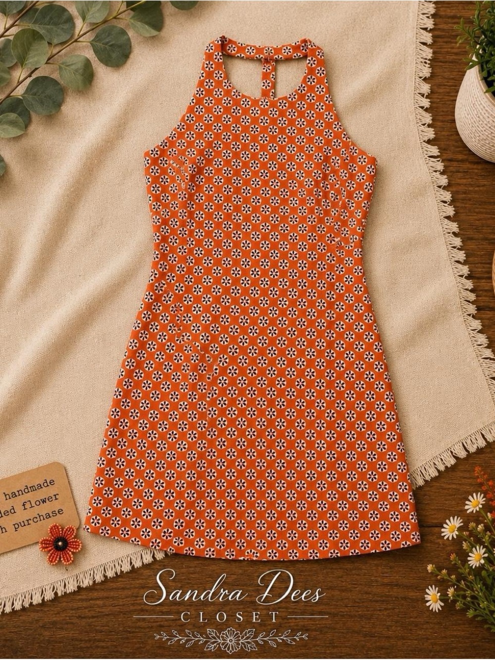 Forever 21 Orange Floral Halter Mini Dress